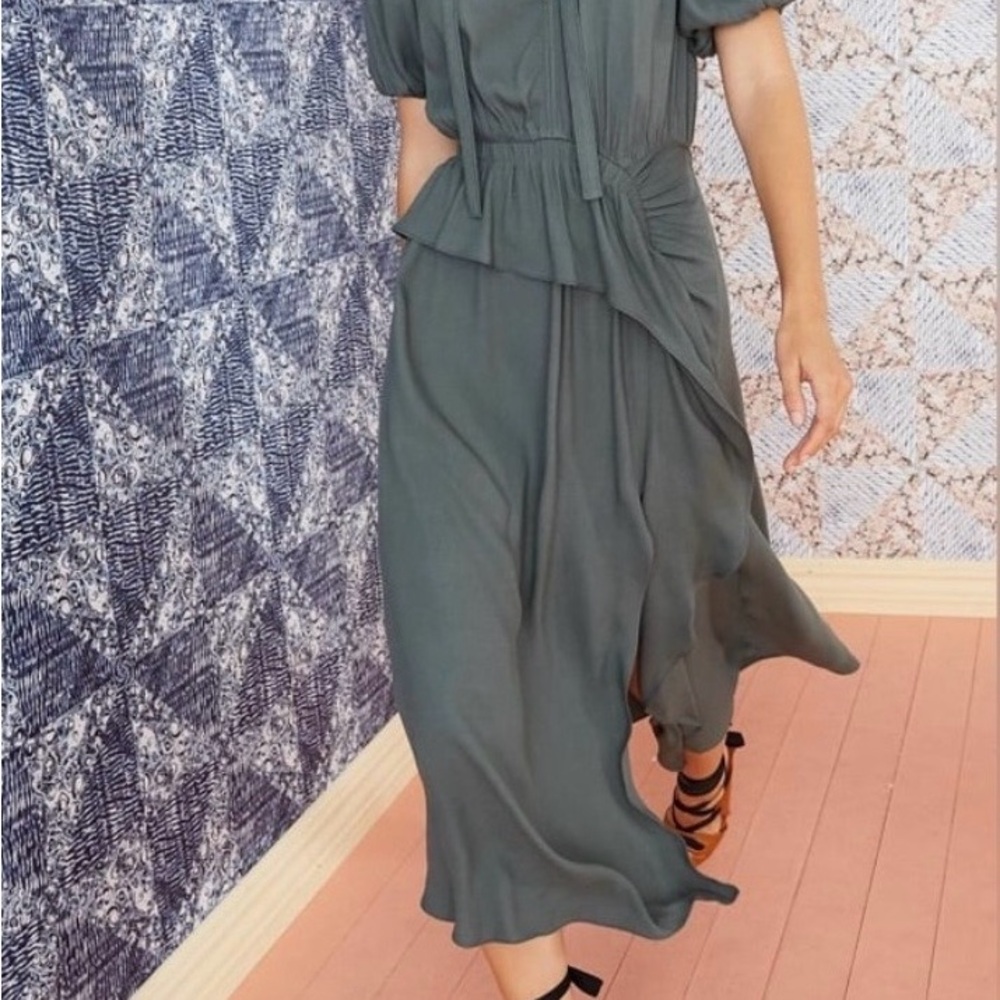 Ulla Johnson Sage Green Fabric Leah Dress 2 Small
